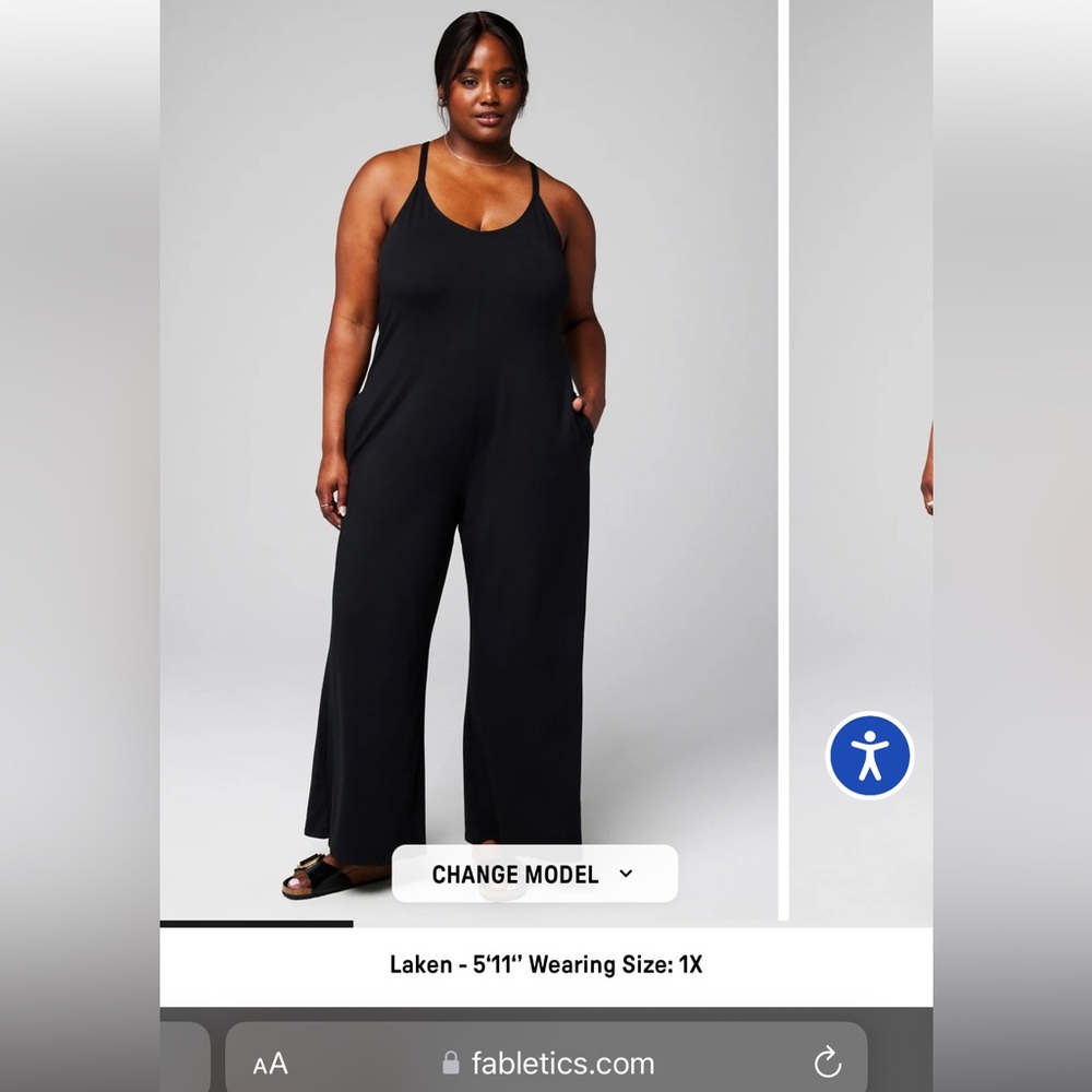 Fabletics Cloud Jersey Wide Leg Black Jumpsuit/Onesie